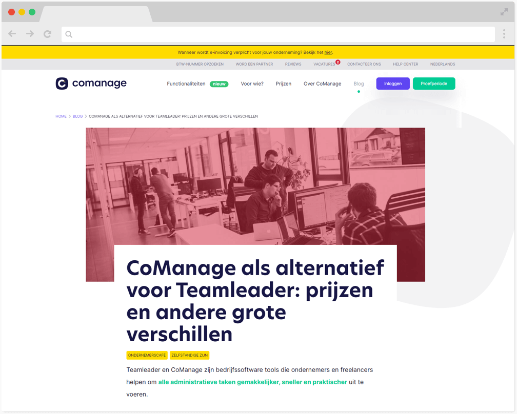 landingspagina voorbeeld comanage
